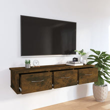 Load image into Gallery viewer, Mobiletto 3 Cassetti a Parete Rovere Fumo 88x26x18,5 cm in Legno Multistrato