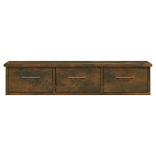 Load image into Gallery viewer, Mobiletto 3 Cassetti a Parete Rovere Fumo 88x26x18,5 cm in Legno Multistrato