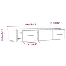 Load image into Gallery viewer, Mobiletto 3 Cassetti a Parete Rovere Fumo 88x26x18,5 cm in Legno Multistrato