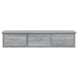 Pensile a Muro 3 Cassetti Grigio Sonoma 88x26x18,5 cm in Legno Multistrato