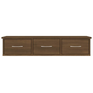 Mobiletto a Parete 3 Cassetti Rovere Marrone 88x26x18,5cm Legno Multistrato