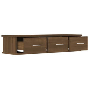 Mobiletto a Parete 3 Cassetti Rovere Marrone 88x26x18,5cm Legno Multistrato