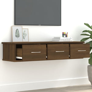 Mobiletto a Parete 3 Cassetti Rovere Marrone 88x26x18,5cm Legno Multistrato