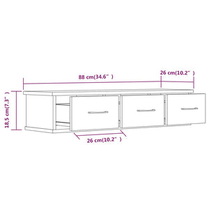 Mobiletto a Parete 3 Cassetti Rovere Marrone 88x26x18,5cm Legno Multistrato