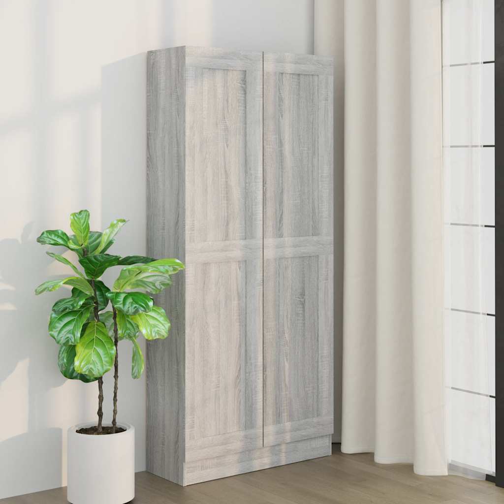 Libreria Armadio Grigio Sonoma 82,5x30,5x185,5 cm in Legno Multistrato