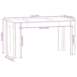 Tavolo da Pranzo Grigio Sonoma 140x74,5x76 cm Legno Multistrato