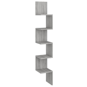 Mensola Angolare Grigio Sonoma 20x20x127,5 cm Truciolato