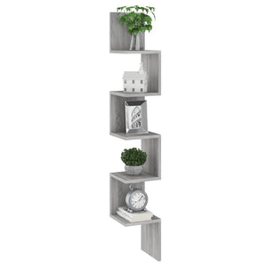 Mensola Angolare Grigio Sonoma 20x20x127,5 cm Truciolato