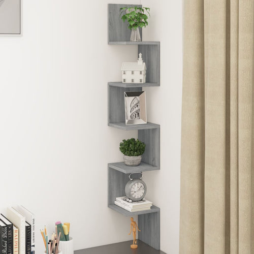 Mensola Angolare Grigio Sonoma 20x20x127,5 cm Truciolato