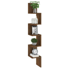 Carica l&#39;immagine nel visualizzatore di Gallery, Mensola Angolare Rovere Marrone 20x20x127,5cm Truciolato