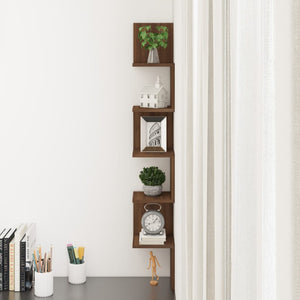 Mensola Angolare Rovere Marrone 20x20x127,5cm Truciolato