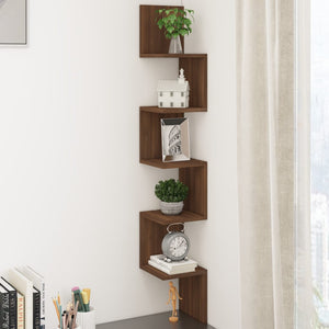 Mensola Angolare Rovere Marrone 20x20x127,5cm Truciolato