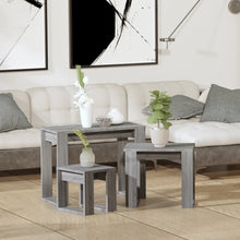 Indlæs billede til gallerivisning Tavolini Impilabili 3 pz Grigio Sonoma in Legno Multistrato