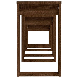 Tavolini Impilabili 3 pz Rovere Marrone in Legno Multistrato