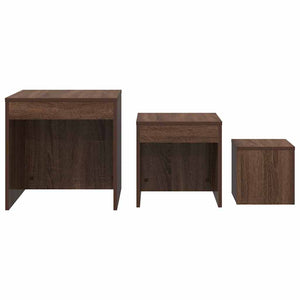 Tavolini Impilabili 3 pz Rovere Marrone in Legno Multistrato