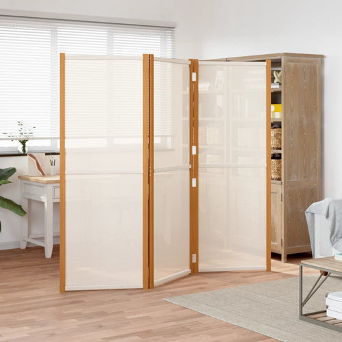 Separè 3 Pannelli Bianco Crema in tessuto e legno 210x180 cm