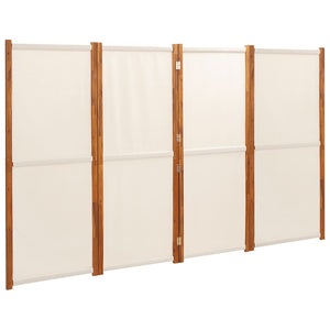 Separè 4 Pannelli Bianco Crema 280x180 cm in legno e tessuto
