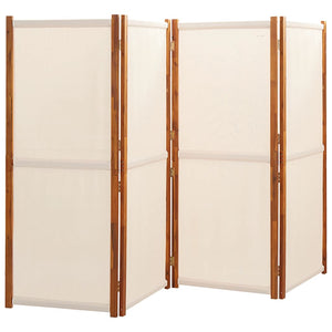 Separè 4 Pannelli Bianco Crema 280x180 cm in legno e tessuto