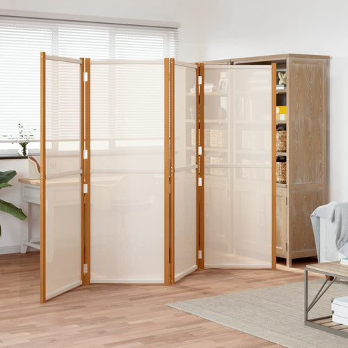 Separè 4 Pannelli Bianco Crema 280x180 cm in legno e tessuto