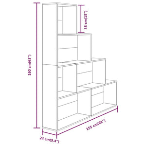 Libreria a Scala Grigio Sonoma 155x24x160 cm