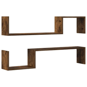 Mensole 2 pz Rovere Fumo 100x15x20 cm in Legno Multistrato