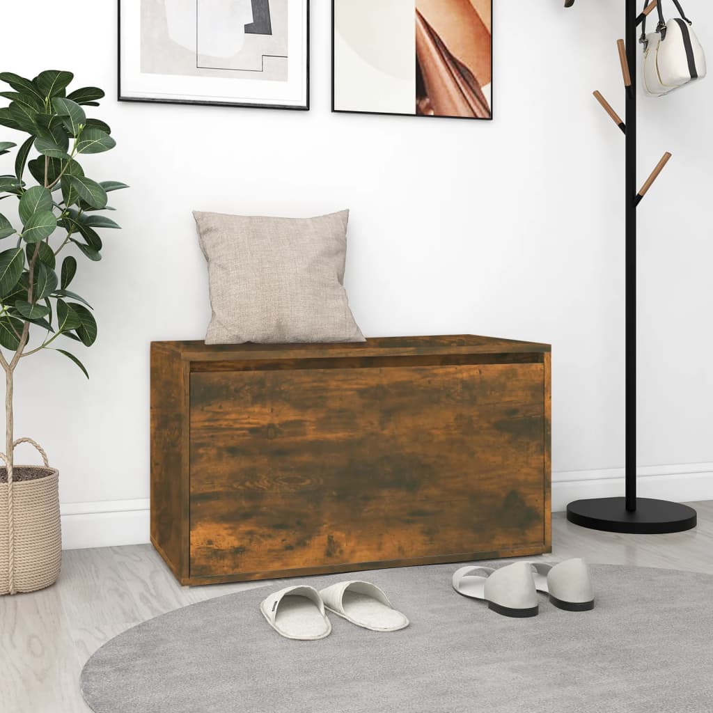 Cassapanca Cassetto 80x40x45 cm Rovere Fumo in Legno Multistrato