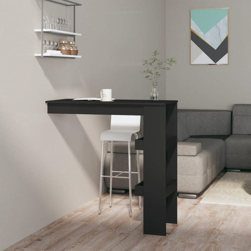 Tavolo Bancone da Muro Nero 102x45x103,5 cm in Legno Compensato