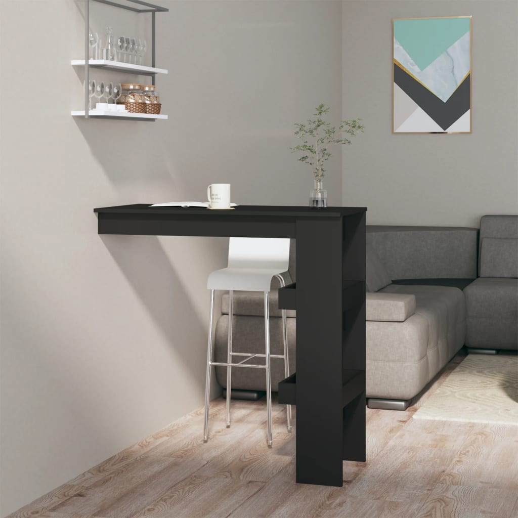 Tavolo Bancone da Muro Nero 102x45x103,5 cm in Legno Compensato
