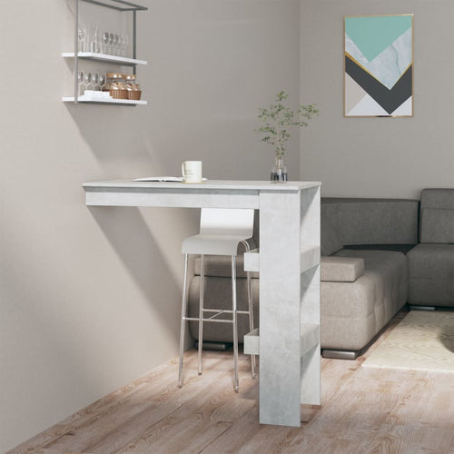 Tavolo Bancone da Muro Grigio Cemento 102x45x103,5 cm Legno Compensato