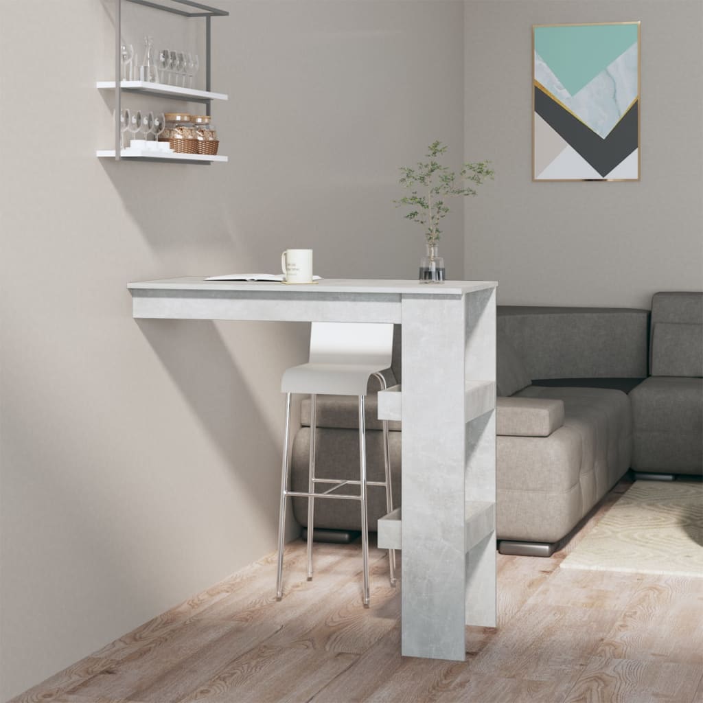 Tavolo Bancone da Muro Grigio Cemento 102x45x103,5 cm Legno Compensato