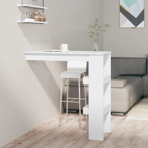 Tavolo Bancone da Muro Bianco Lucido 102x45x103,5 cm Legno Compensato