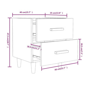 Comodini 2 pz Neri 40x35x47,5 cm