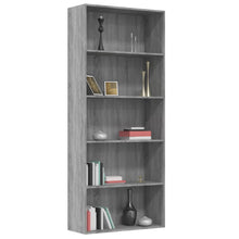 Charger l&#39;image dans la galerie, Libreria 5 Ripiani Grigio Sonoma 80x30x189 cm Legno Multistrato