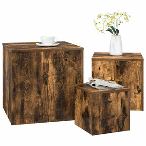 Set 3 Tavolini Rovere Fumo in Legno Multistrato