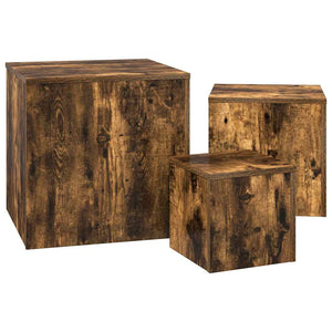 Set 3 Tavolini Rovere Fumo in Legno Multistrato