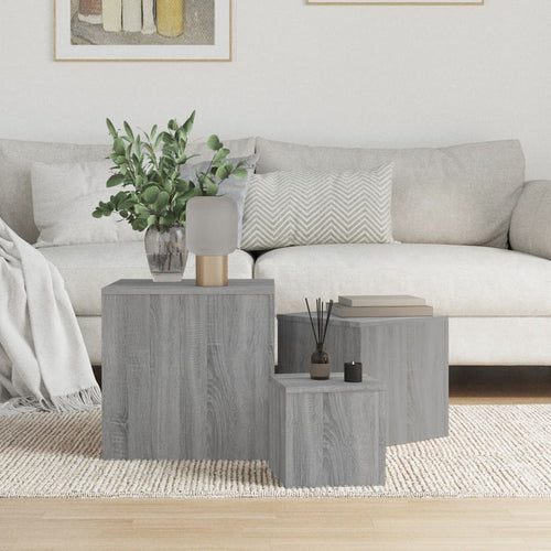 Set 3 Tavolini Grigio Sonoma in Legno Multistrato