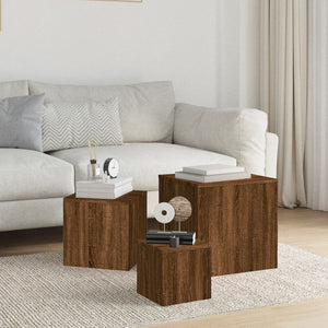 Set 3 Tavolini Rovere Marrone in Legno Multistrato
