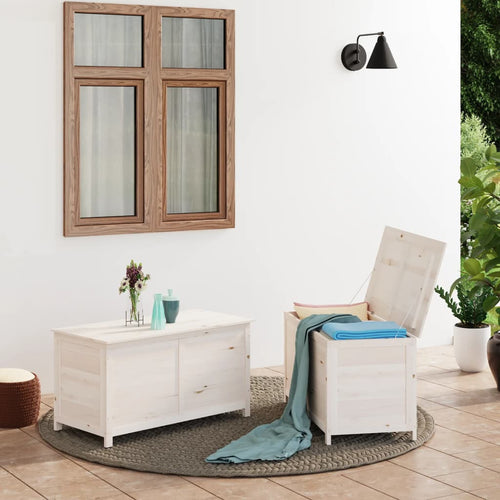 Baule da Esterno 100x50x56cm in Legno Massello di Abete Bianco