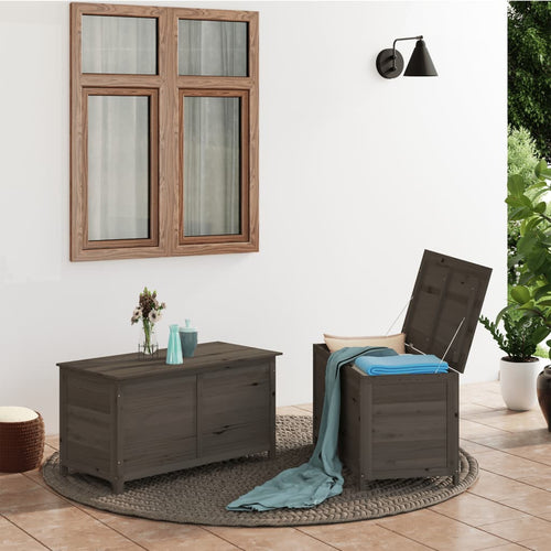 Baule da Esterno 100x50x56 cm in Legno Massello di Abete Antracite