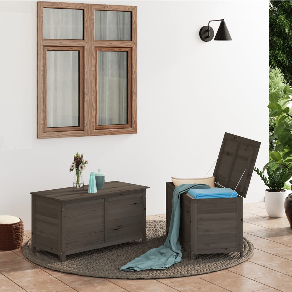 Baule da Esterno 100x50x56 cm in Legno Massello di Abete Antracite
