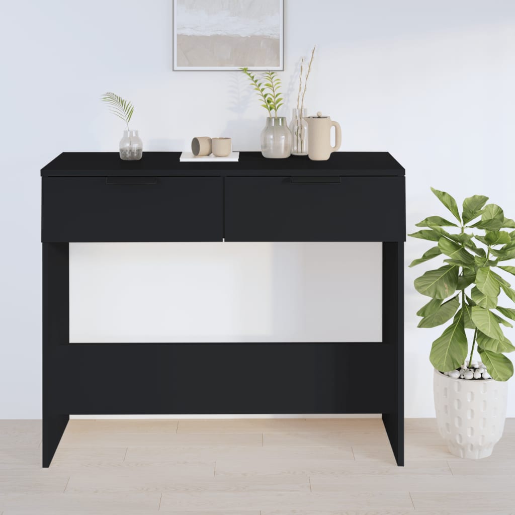Mobiletto Consolle Nero 90x36x75 cm in Legno Multistrato