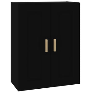 Pensile a Parete 2 Ante Nero 69,5x32,5x90 cm in Legno Multistrato