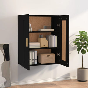 Pensile a Parete 2 Ante Nero 69,5x32,5x90 cm in Legno Multistrato