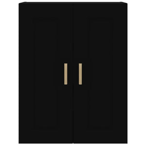Pensile a Parete 2 Ante Nero 69,5x32,5x90 cm in Legno Multistrato