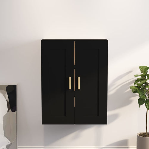 Pensile a Parete 2 Ante Nero 69,5x32,5x90 cm in Legno Multistrato