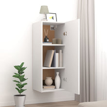 Load image into Gallery viewer, Armadietto Pensile a Muro Bianco 34,5x34x90cm Legno Multistrato