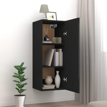 Load image into Gallery viewer, Armadietto Pensile a Muro Nero 34,5x34x90 cm Legno Multistrato
