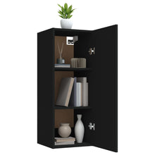 Load image into Gallery viewer, Armadietto Pensile a Muro Nero 34,5x34x90 cm Legno Multistrato