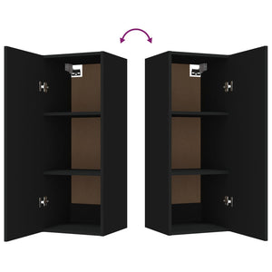 Armadietto Pensile a Muro Nero 34,5x34x90 cm Legno Multistrato