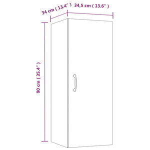 Armadietto Pensile a Muro Nero 34,5x34x90 cm Legno Multistrato